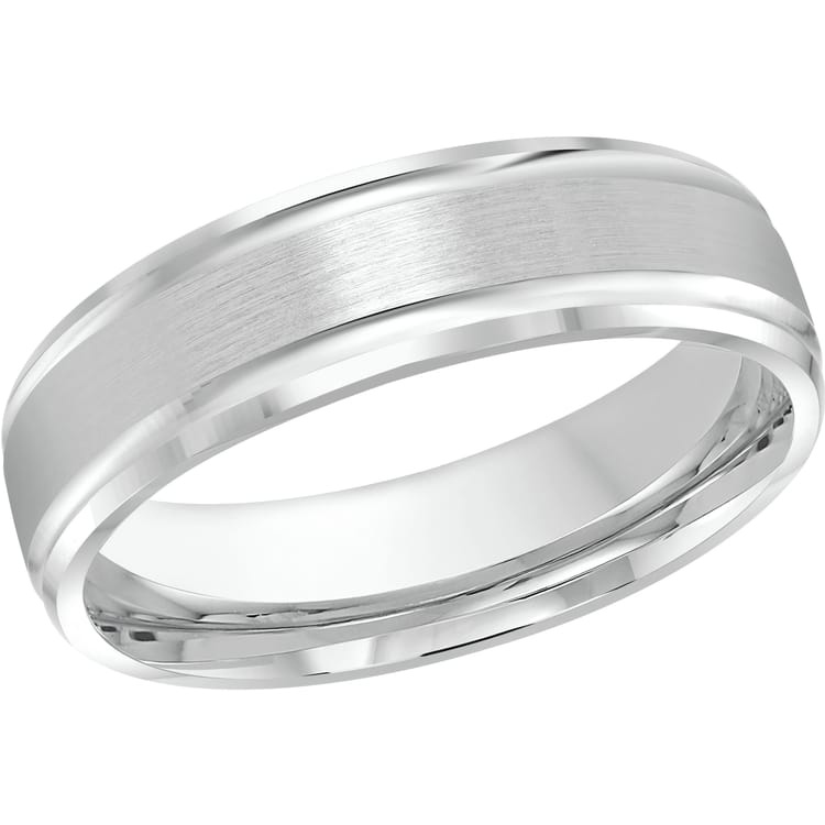 Men's 6mm Satin-Finish Beveled Edge Wedding Ring