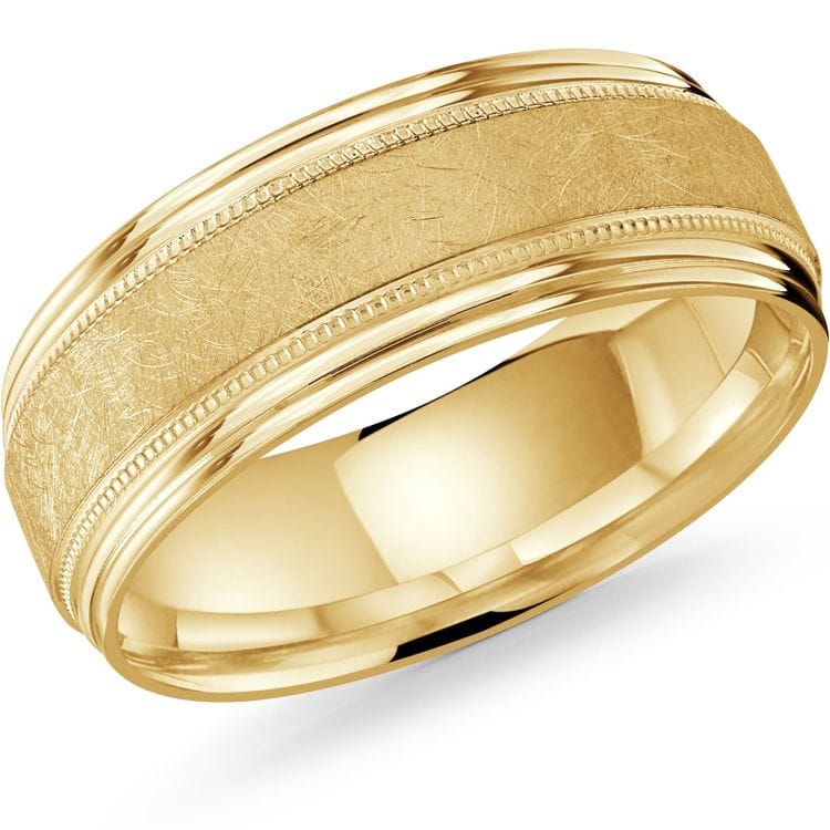 Men's 8mm Scratch-Finish Milgrain Wedding Ring