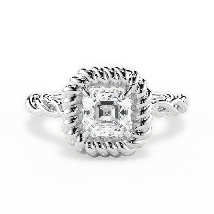 Twisted Metal Halo Engagement Ring / 0.30 Carat Asscher Diamond