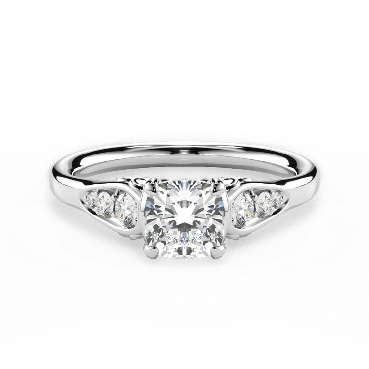 Graduating Diamond Sidestone Engagement Ring / 2.01 Carat Cushion Diamond