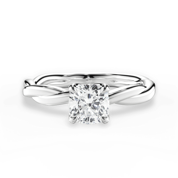 Twisted Solitaire Diamond Engagement Ring / 1.01 Carat Cushion Diamond