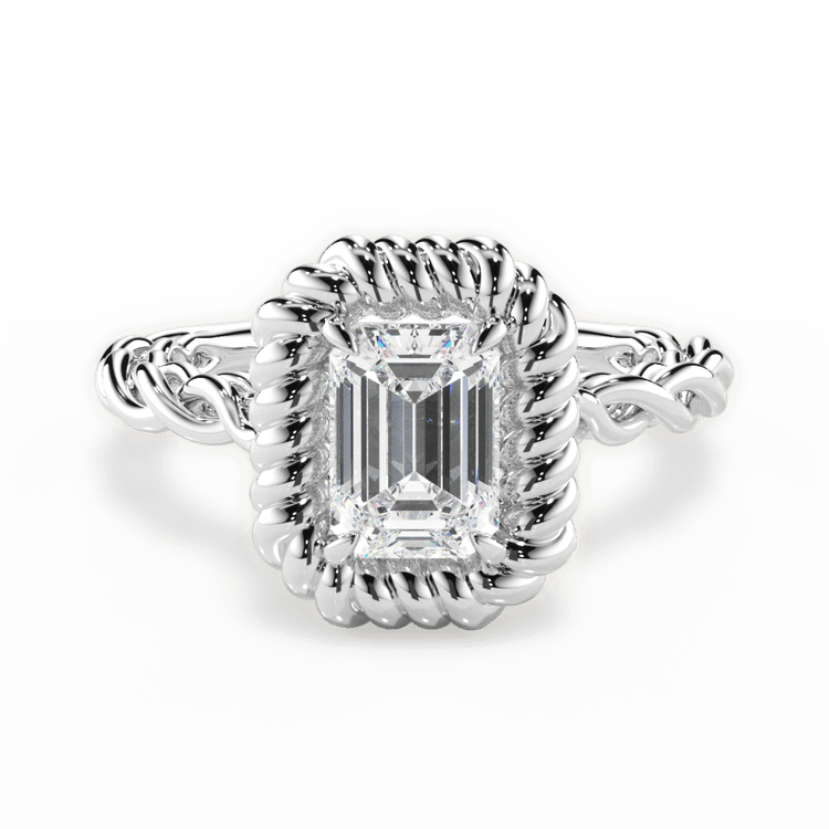 Twisted Metal Halo Engagement Ring / 0.18 Carat Emerald Diamond