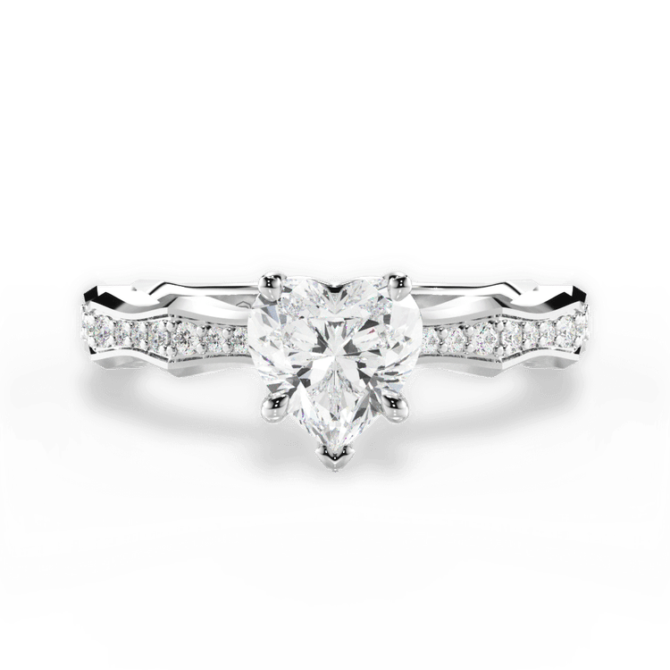 The Ruby Heart Cut 14kt White Gold Pave Bamboo Diamond Engagement Ring