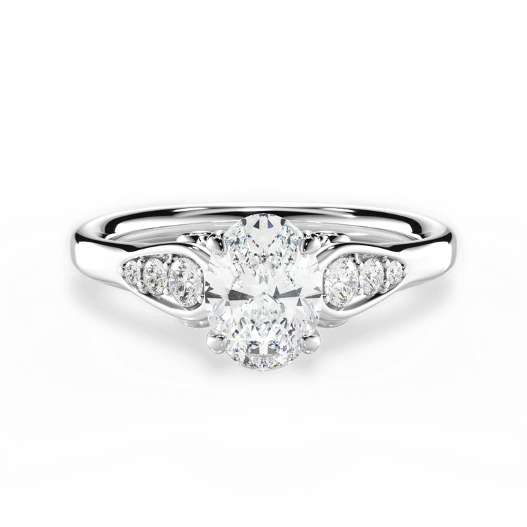 Graduating Diamond Sidestone Engagement Ring / 6.01 Carat Oval Yellow Diamond