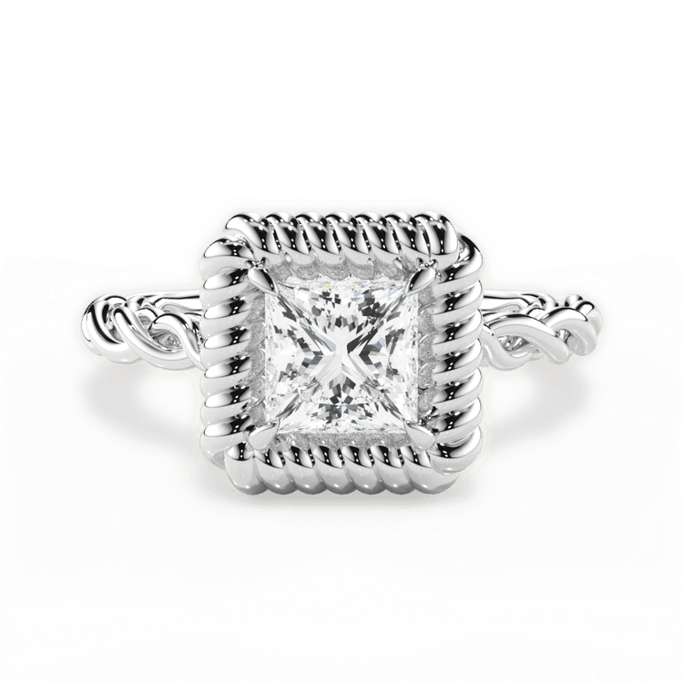 Twisted Metal Halo Engagement Ring / 0.23 Carat Princess Diamond