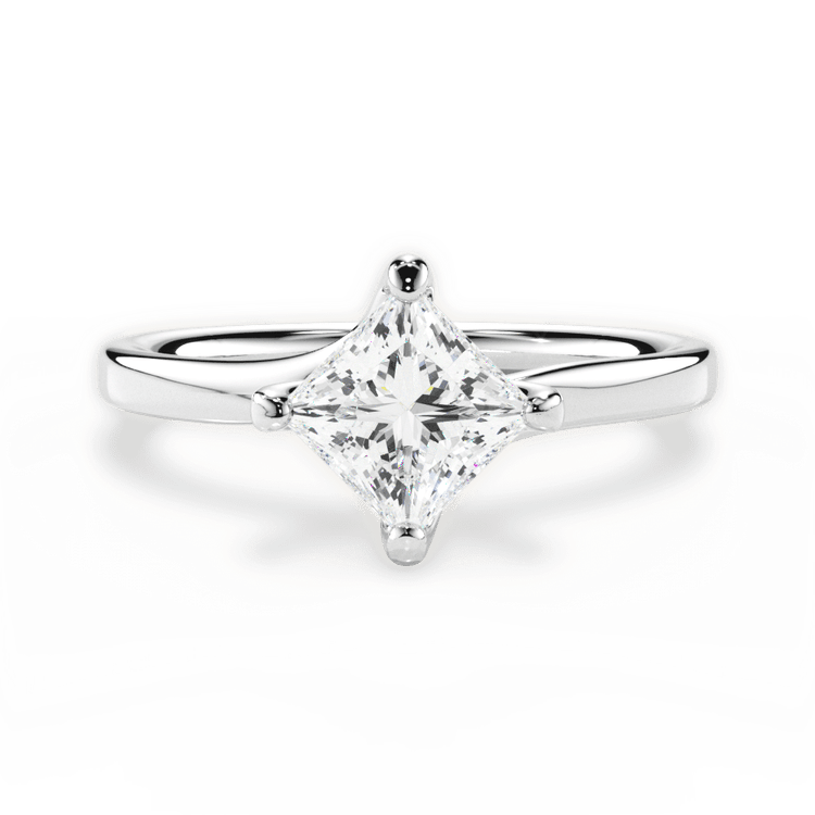 Solitaire Kite Set Swirl Diamond Engagement Ring / 2.01 Carat Princess Diamond