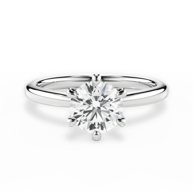 Modern 6-Prong Solitaire Engagement Ring / 0.51 Carat Round Diamond
