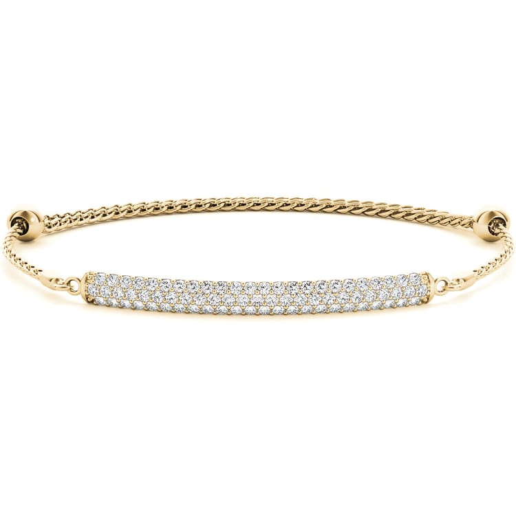14kt Gold 0.75 CTW Three-Row Pavé Diamond Pull Chain Bracelet