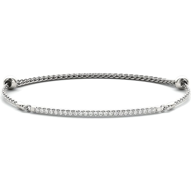 14kt Gold 0.25 CTW Diamond Bar Pull Chain Bracelet
