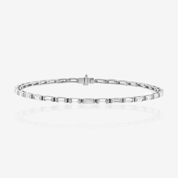 Baguette Cut East-West Diamond Tennis Bracelet