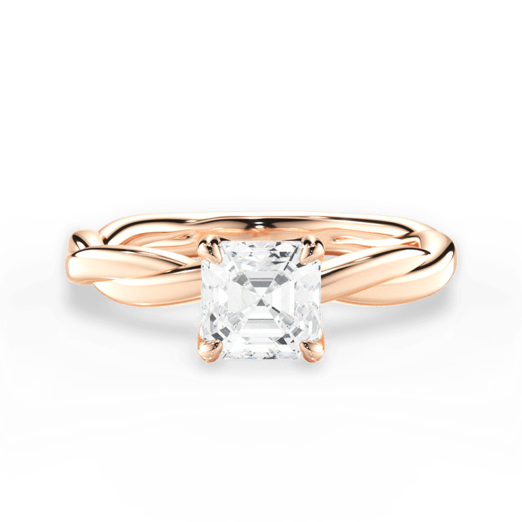 The Nina Asscher Cut 18kt Rose Gold Twisted Solitaire Diamond Engagement Ring