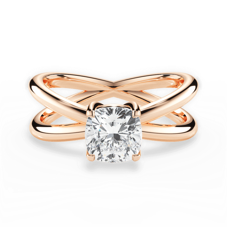 Split Double Band Solitaire Engagement Ring