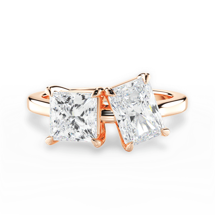 Toi et Moi Personalized Princess Lab Diamond Engagement Ring / 3.01 Carat Radiant Diamond