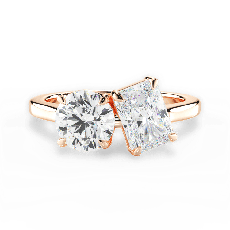 Toi et Moi Personalized Round Diamond Engagement Ring / 2.51 Carat Radiant Diamond
