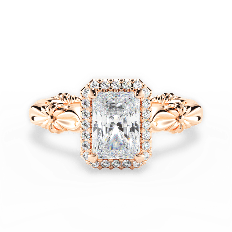 Ribbon Diamond Halo Engagement Ring