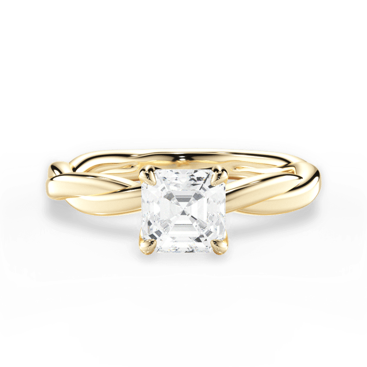 The Nina Asscher Cut 18kt Yellow Gold Twisted Solitaire Diamond Engagement Ring
