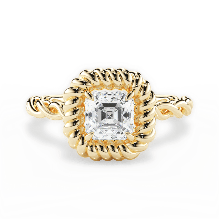Twisted Metal Halo Engagement Ring / 2.01 Carat Asscher Diamond