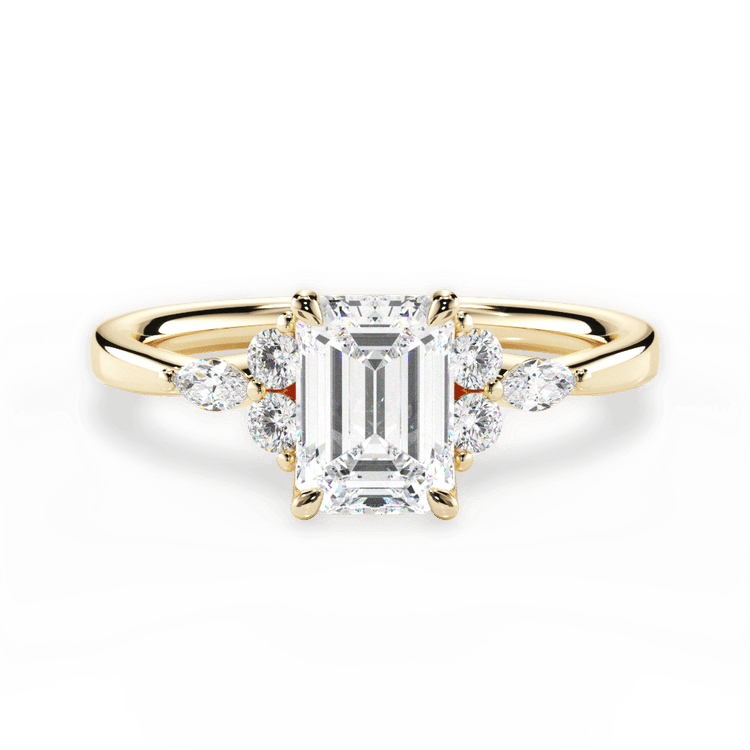 Round & Marquise Sidestone Diamond Engagement Ring