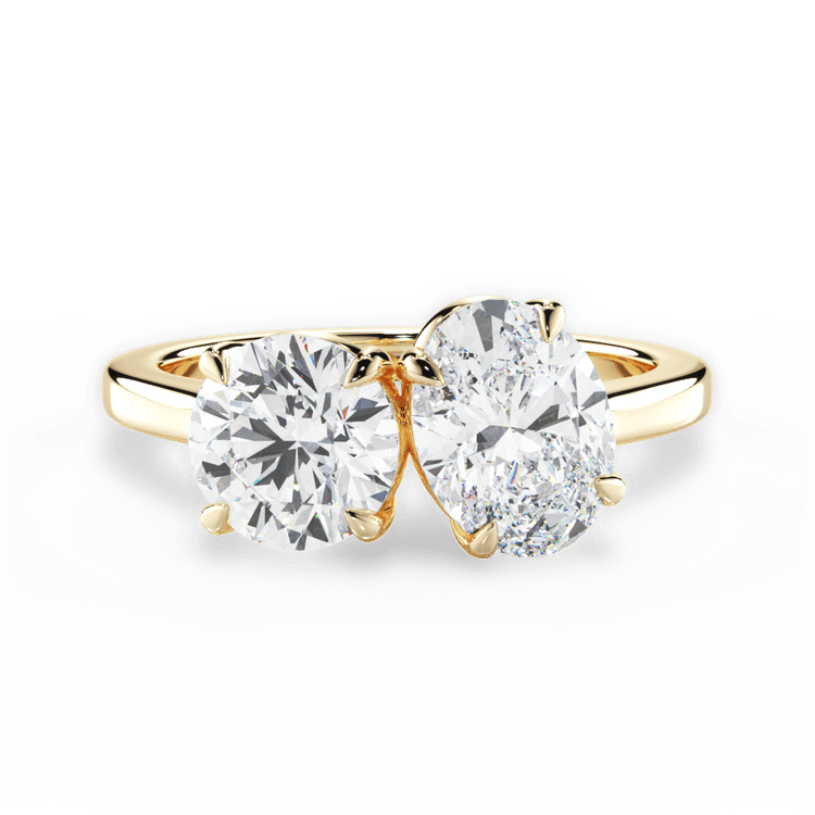 Two Stone Round Diamond Engagement Ring / 4.02 Carat Oval Diamond