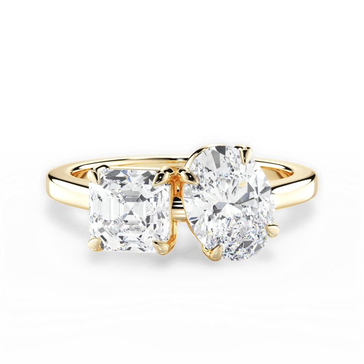 Two Stone Asscher Lab Diamond Engagement Ring / 2.01 Carat Oval Lab Diamond