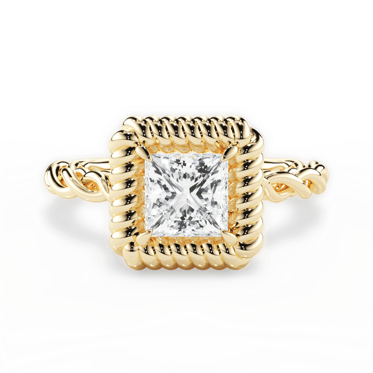 Twisted Metal Halo Engagement Ring / 0.23 Carat Princess Diamond