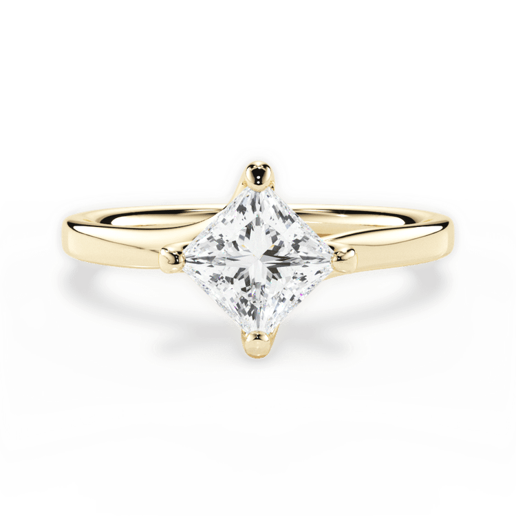 Solitaire Kite Set Swirl Diamond Engagement Ring / 0.27 Carat Princess Blue Lab Diamond