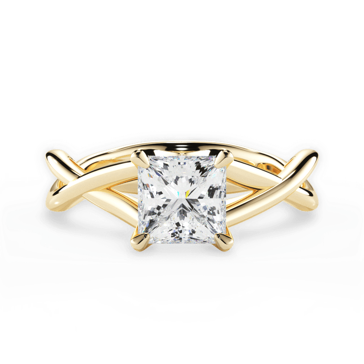 Open-Twist Solitaire Engagement Ring / 1.51 Carat Princess Diamond