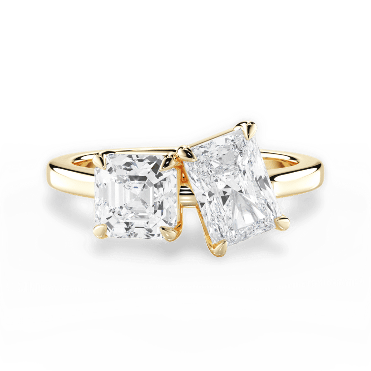 Toi et Moi Personalized Asscher Lab Diamond Engagement Ring