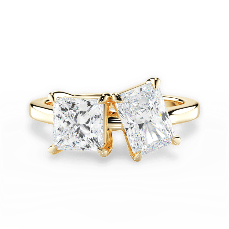 Two Stone Princess Lab Diamond Engagement Ring / 1.51 Carat Radiant Diamond