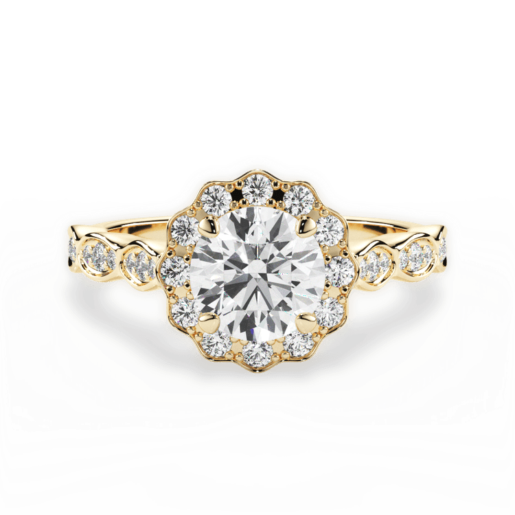 Floral Halo And Marquise Diamond Engagement Ring