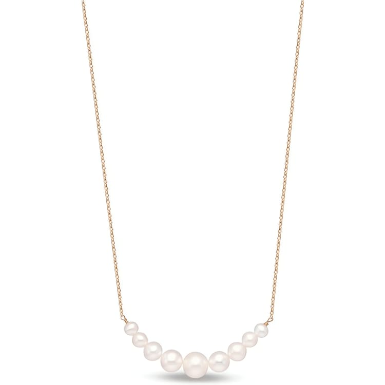 14kt Gold Graduated Freshwater Pearl Chain Necklace