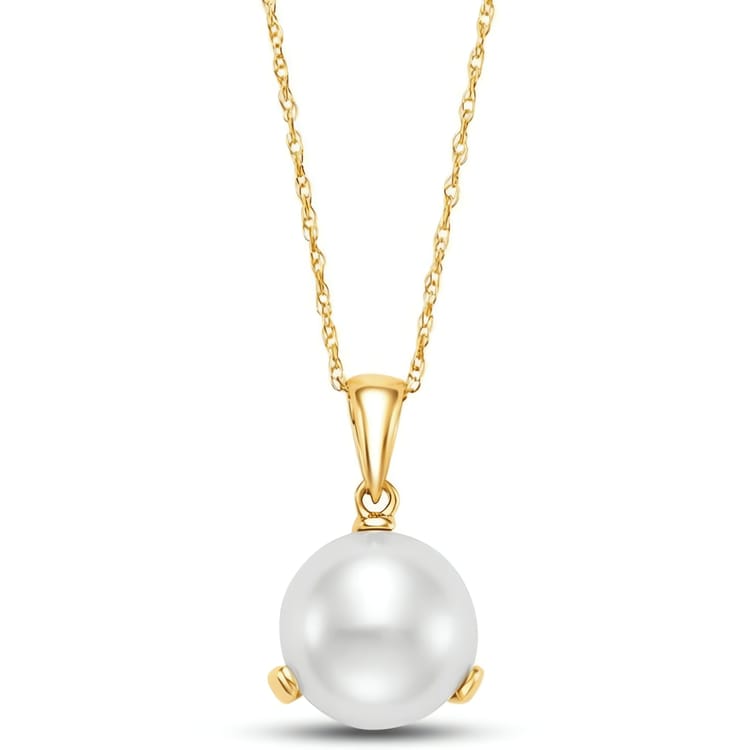 14kt Gold Freshwater Pearl Button Pendant