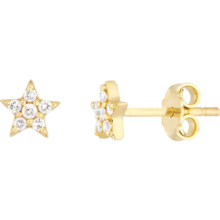 14kt Gold 0.11 CTW Diamond Star Stud Earrings