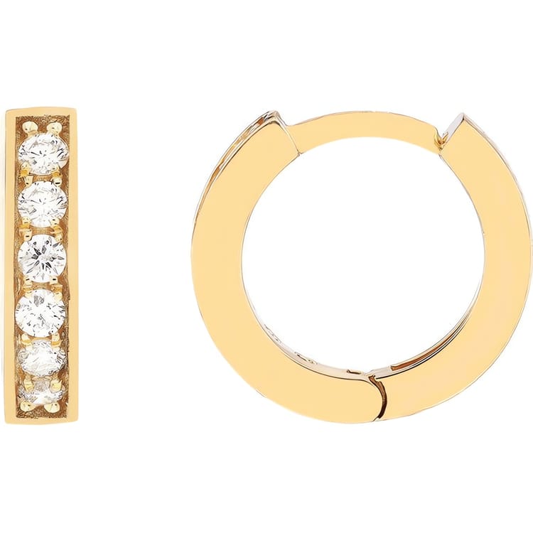 14kt Gold 0.13 CTW 10mm Diamond Huggie Earrings