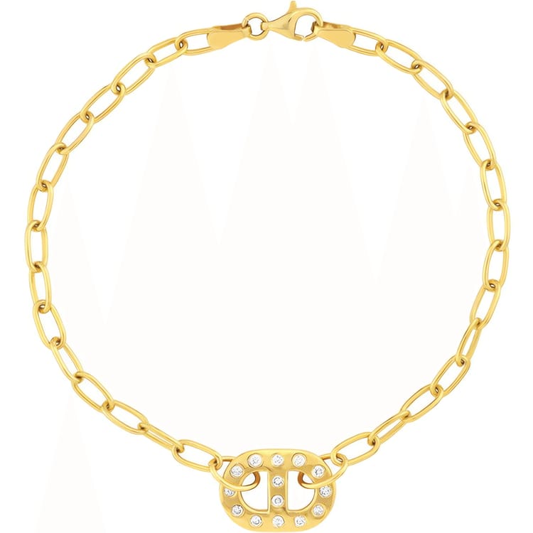 14kt Gold 0.21 CTW Diamond Flat Mariner Bracelet