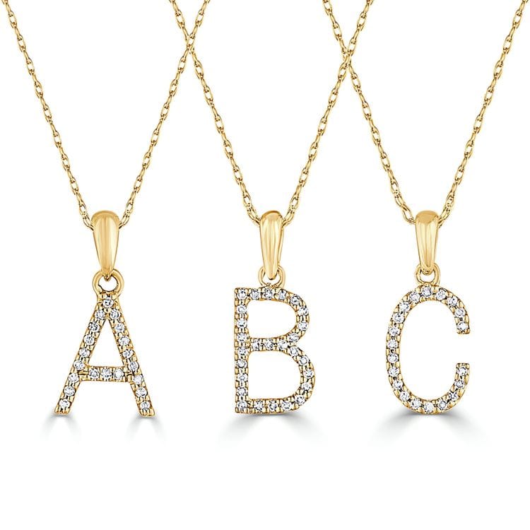 14kt Gold 0.07 CTW Diamond Initial Necklace