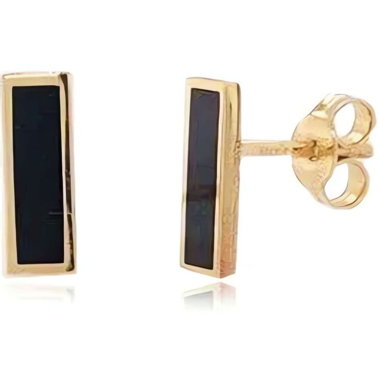 14kt Gold Onyx Bar Stud Earrings