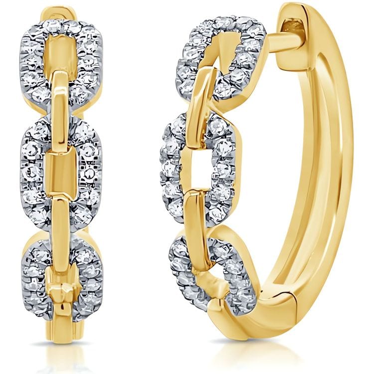 14kt Gold 0.18 CTW Diamond Link Huggie Earrings