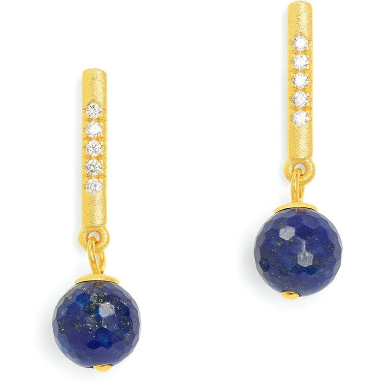 24kt Gold Plated Senball Lapis Lazuli Earring Drops