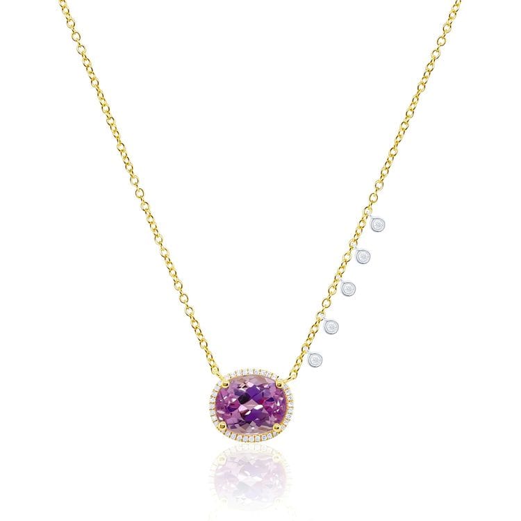 Meira T 14kt Gold 0.19 CTW Diamond & Kunzite Charm Necklace