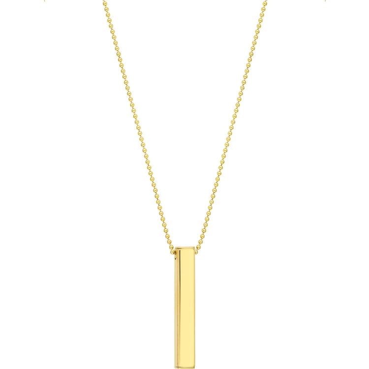 Men's 14kt Gold Engravable 3D Bar Necklace