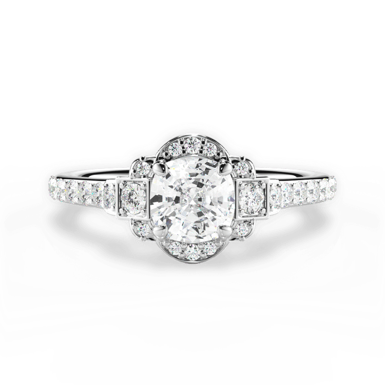 Vintage Peony Halo Engagement Ring