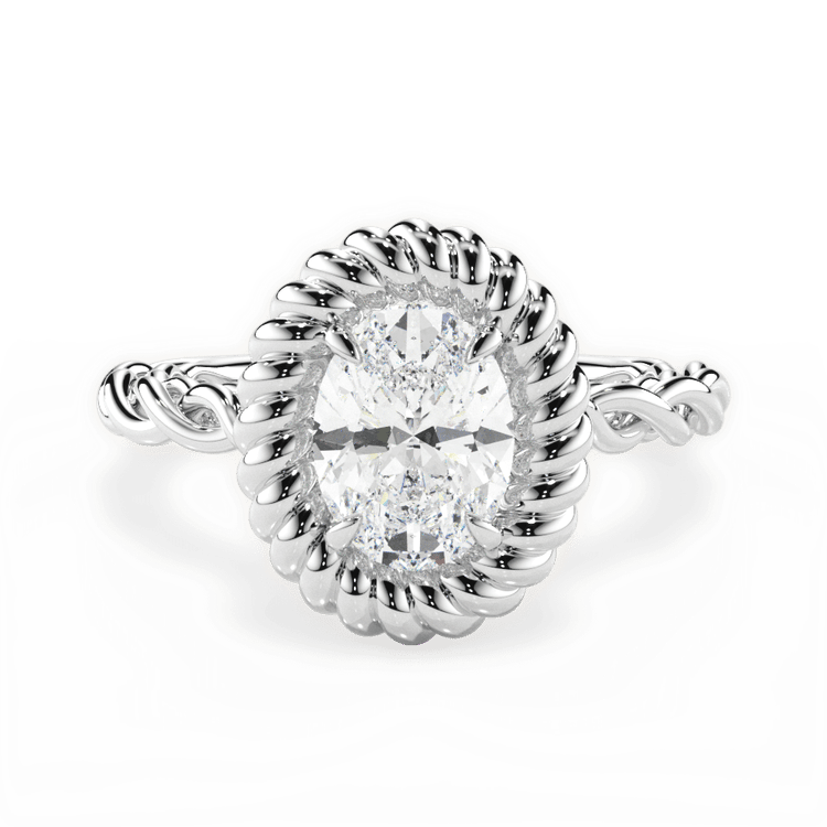 Twisted Metal Halo Engagement Ring / 0.18 Carat Oval Diamond