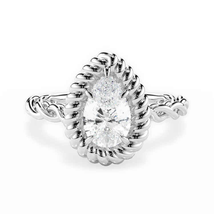 Twisted Metal Halo Engagement Ring / 0.19 Carat Pear Diamond