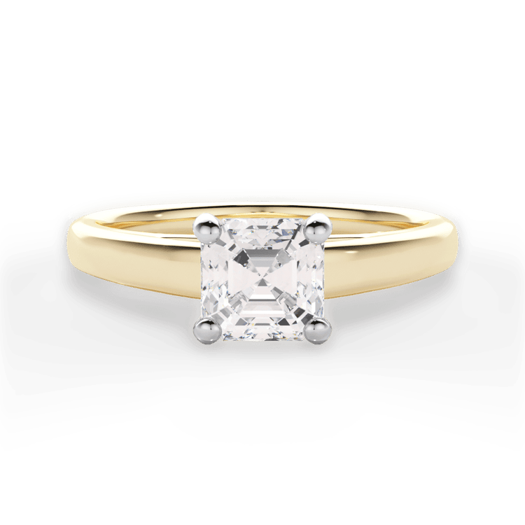 Two-Tone Solitaire Diamond Cathedral Engagement Ring