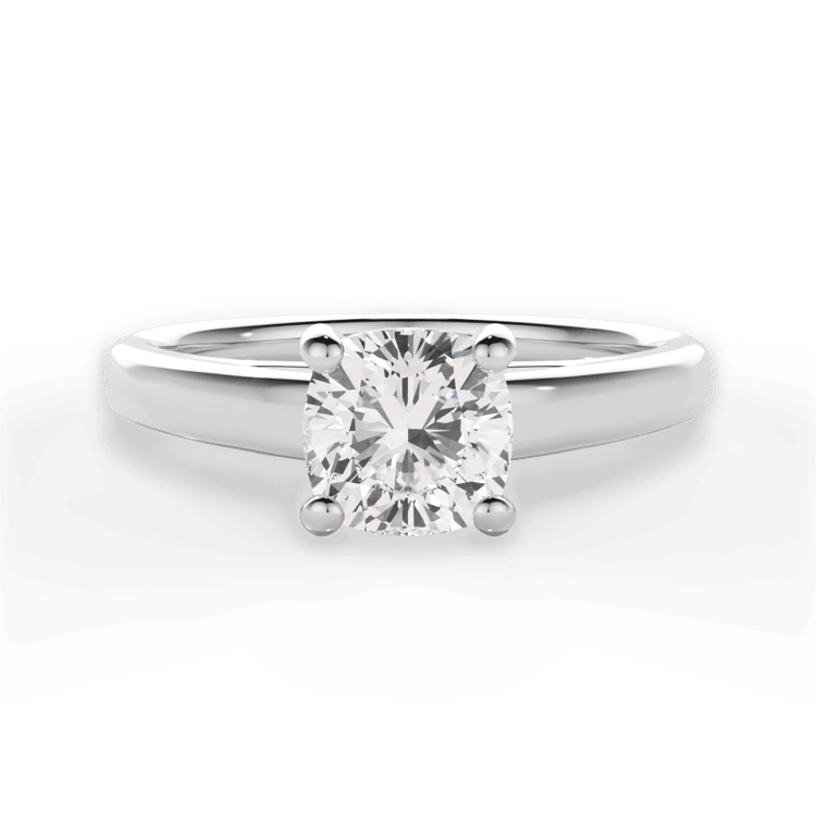 Two-Tone Solitaire Diamond Cathedral Engagement Ring / 1.01 Carat Cushion Diamond