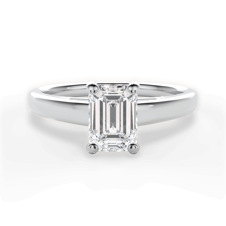 Two-Tone Solitaire Diamond Cathedral Engagement Ring / 5.02 Carat Emerald Diamond