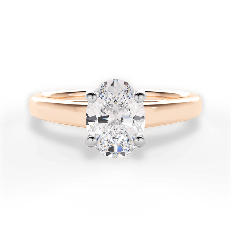 Two-Tone Solitaire Diamond Cathedral Engagement Ring