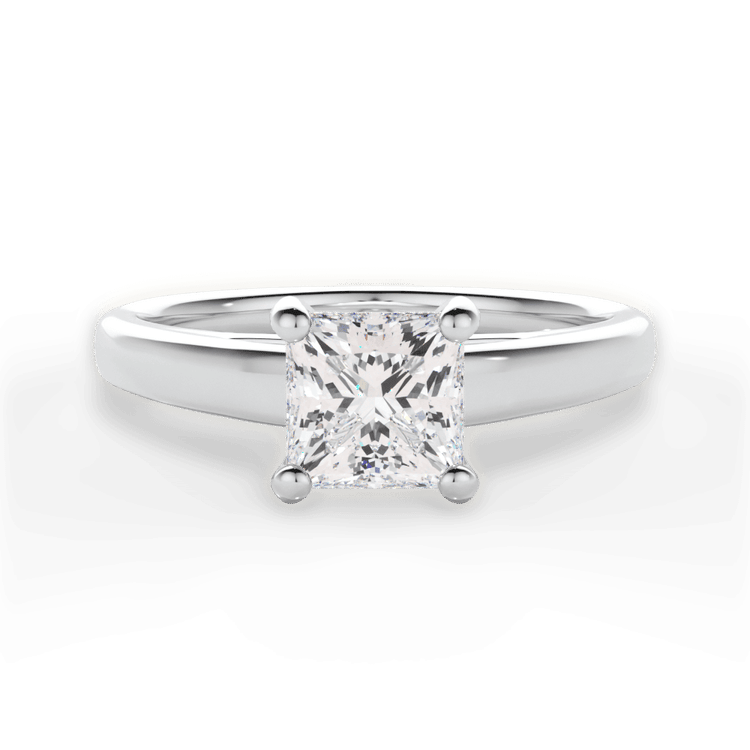 Two-Tone Solitaire Diamond Cathedral Engagement Ring / 2.01 Carat Princess Diamond
