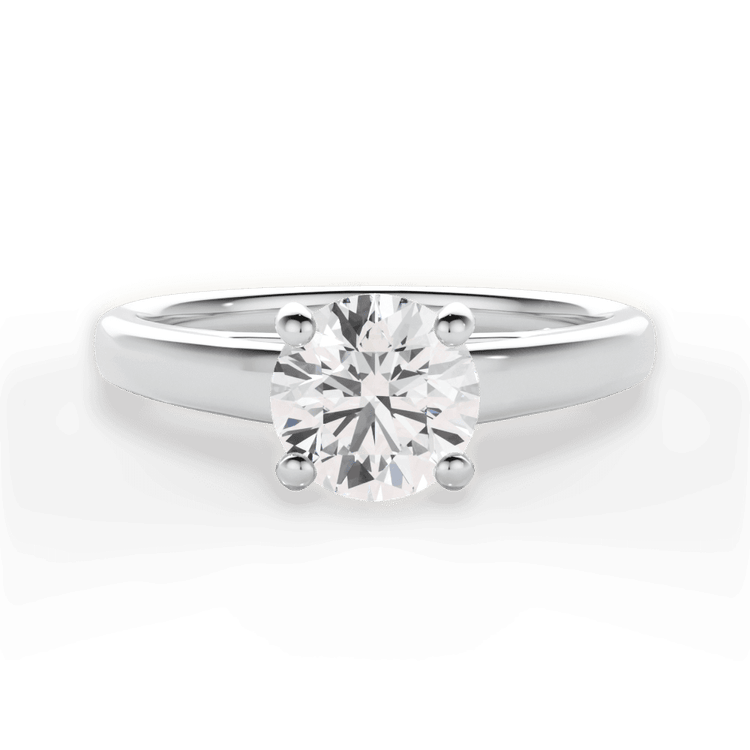 Two-Tone Solitaire Diamond Cathedral Engagement Ring / 2.03 Carat Round Yellow Lab Diamond